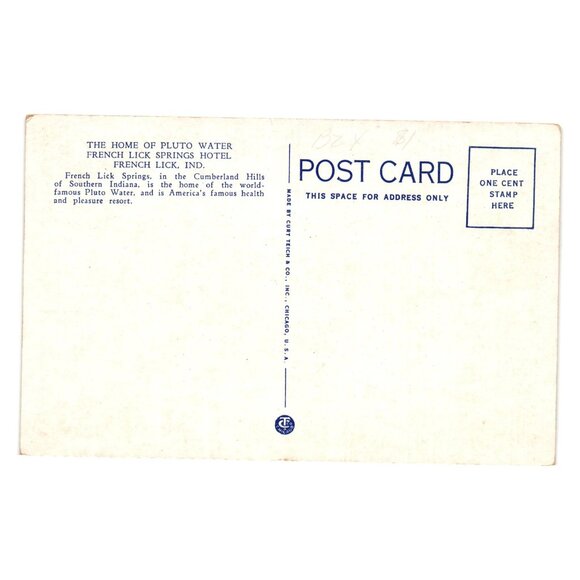 Lily Pond Japanese Garden Postcard French Lick Springs Hotel IN Vintage Pluto - Picture 2 of 2